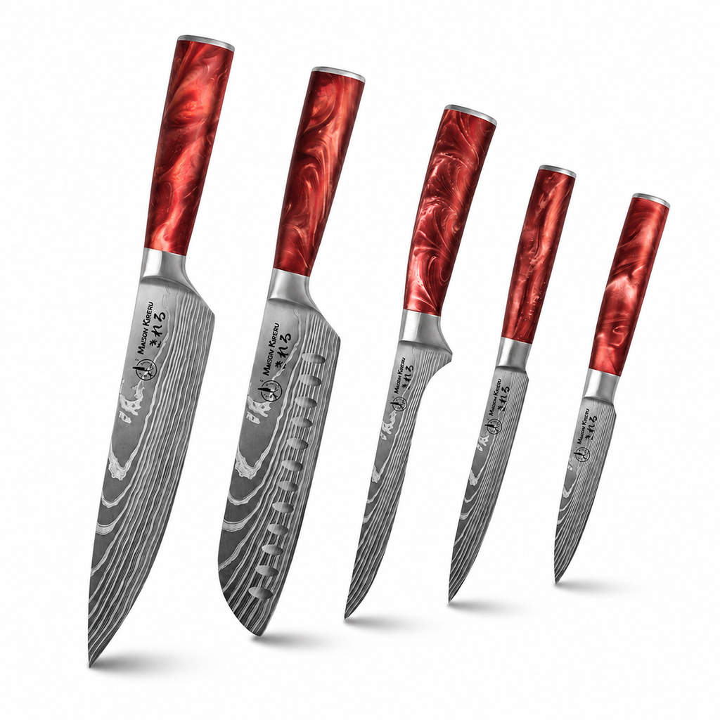 Couteaux Japonais Katachi · Set de 5 · Golden Brown
