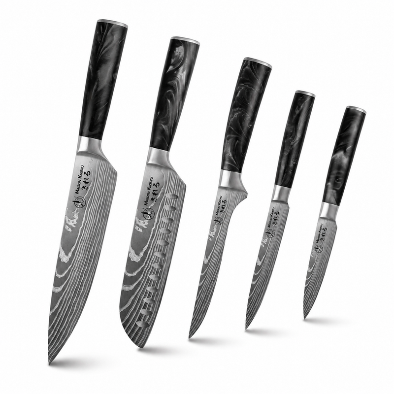 Couteaux Japonais Katachi · Set de 5 · Noir Charbon