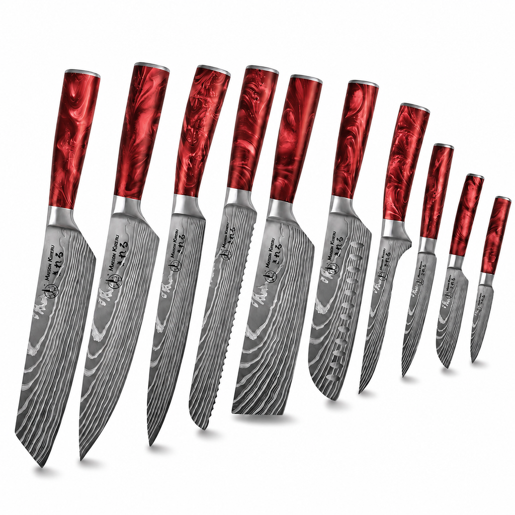 Couteaux Japonais Katachi · Set de 10 · Golden Brown