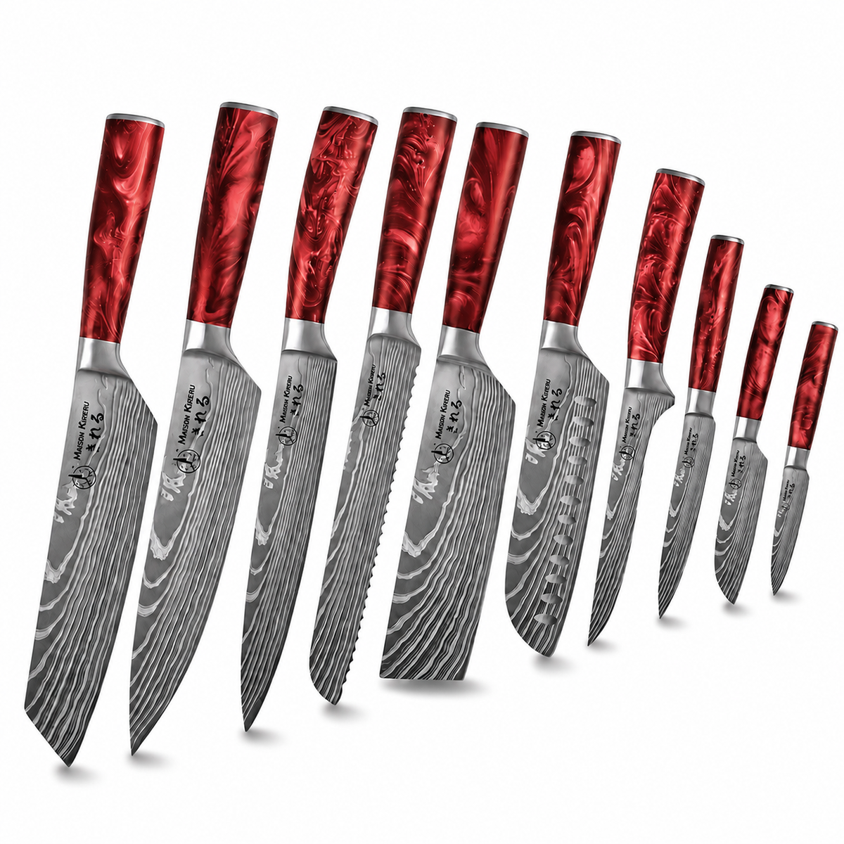 Couteaux Japonais Katachi · Set de 10 · Golden Brown