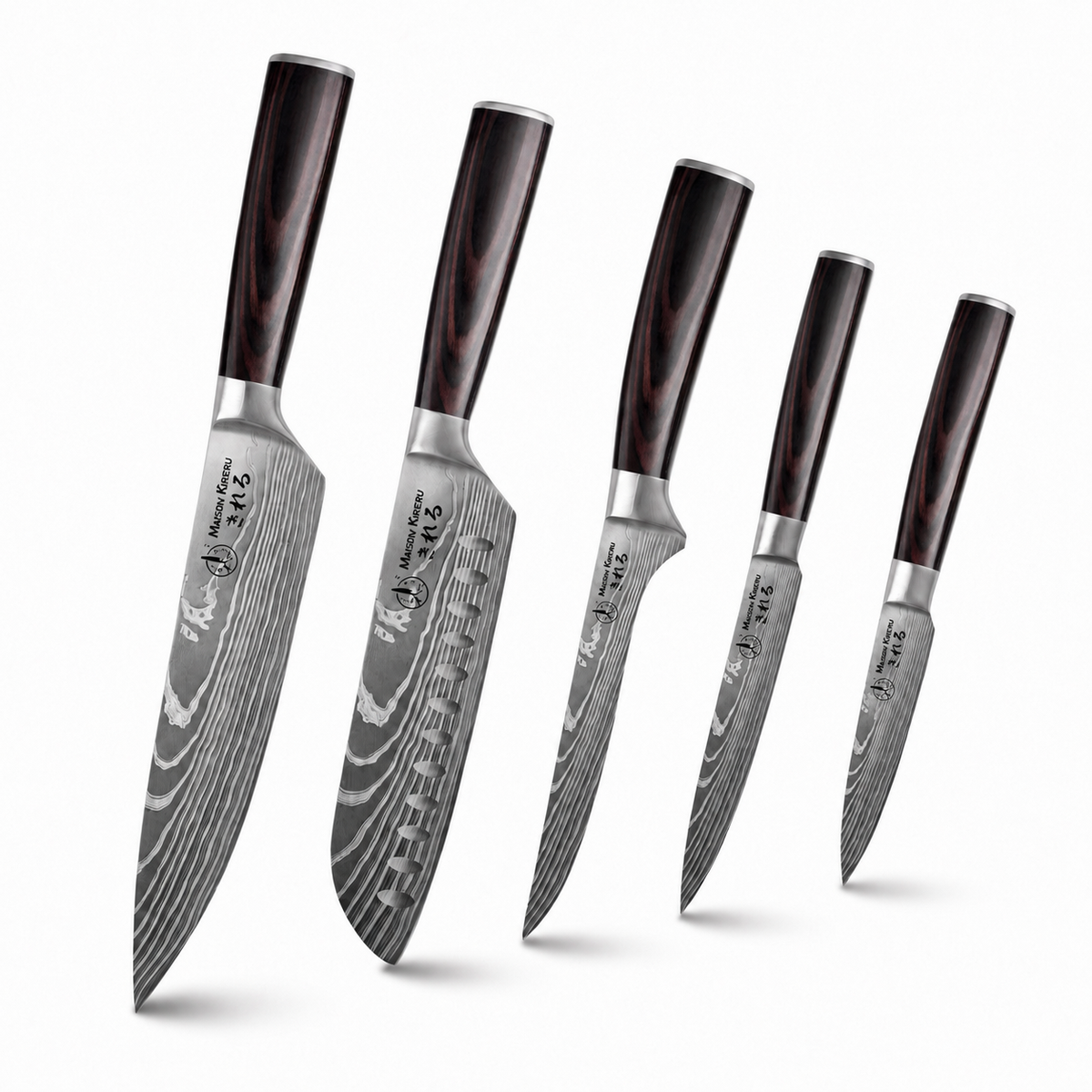 Couteaux Japonais Katachi · Set de 5 · Dark Wood