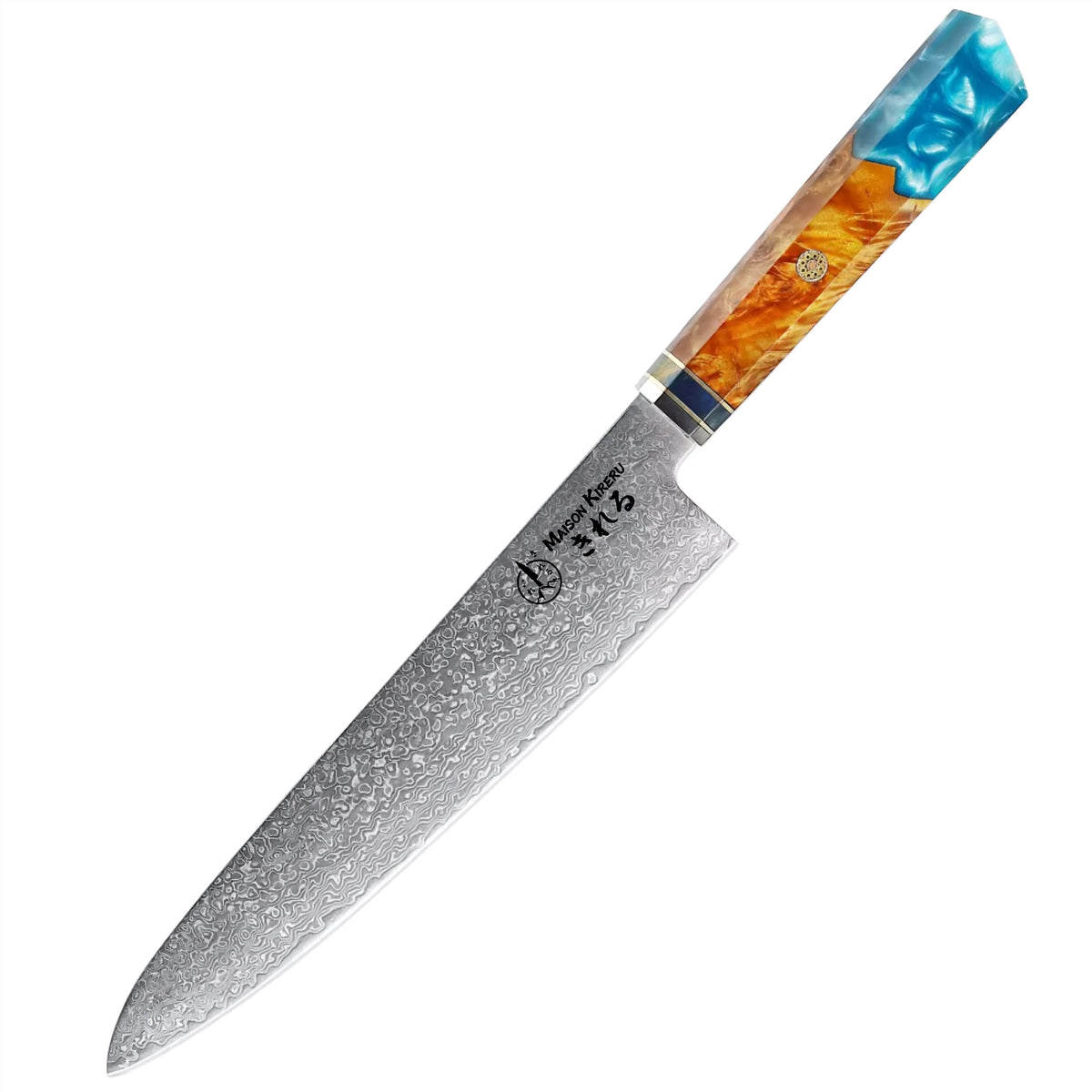 Couteau de Chef Japonais · Damas · Nishikigoi · Aqua Ambré