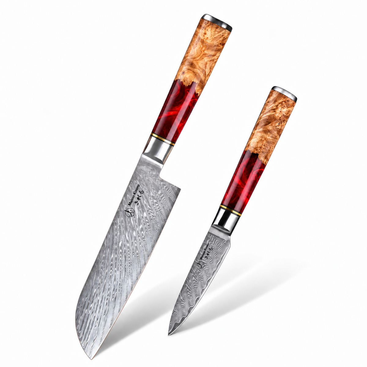 Set couteau santoku et d'office Japonais · Kuro Damas · Rubis Royal