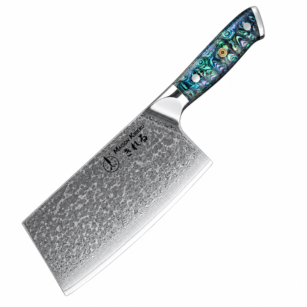 Couteaux Japonais Damas · Set de 7 · Chef Okaza · Nacre Ormeau