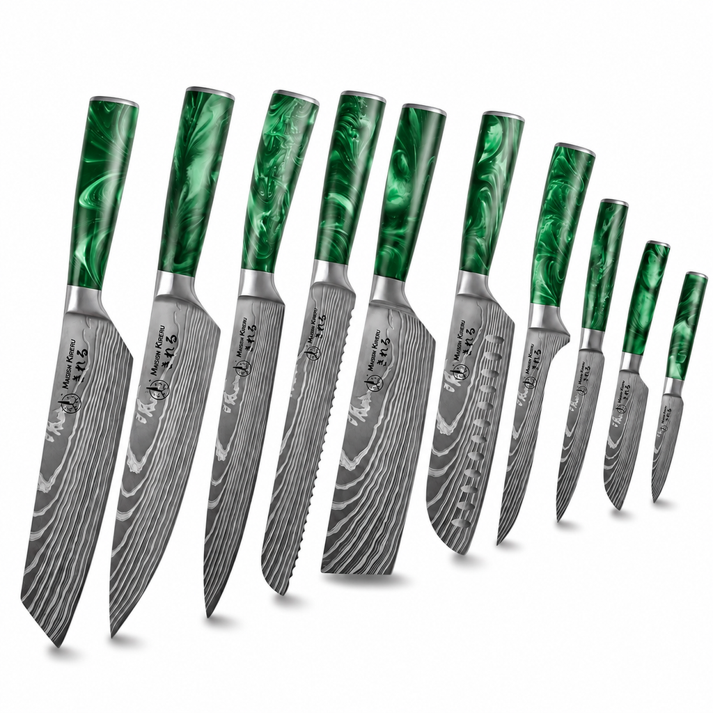 Couteaux Japonais Katachi · Set de 10 · Vert Émeraude