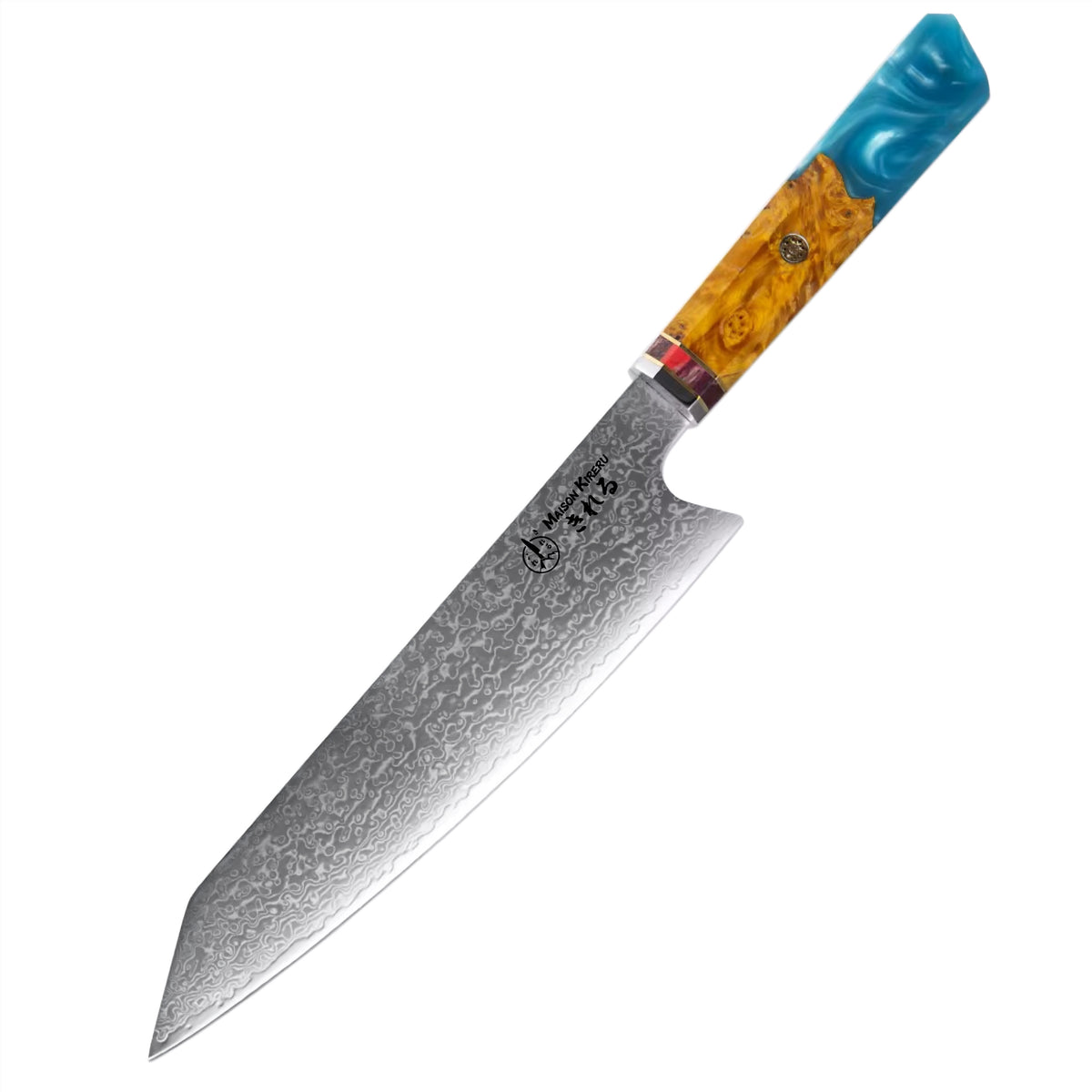 Couteau Kiritsuke Japonais · Damas · Nishikigoi · Aqua Ambré
