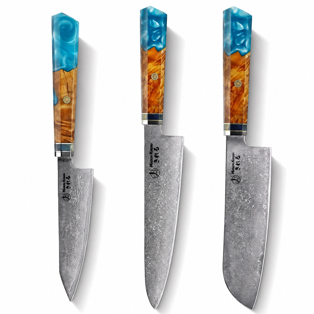 Set de 3 couteaux Japonais - Nishikigoi - Aqua Ambré