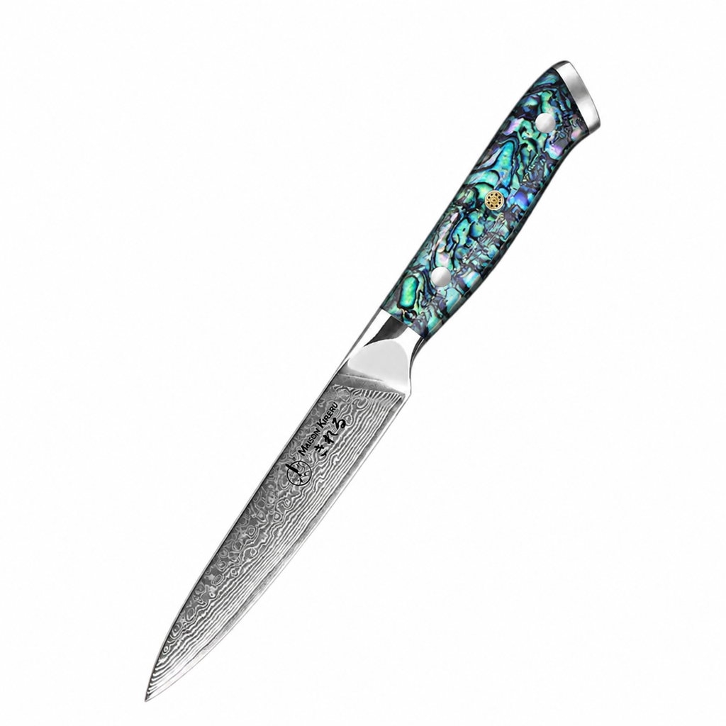 Couteaux Japonais Damas · Set de 5 · Chef Okaza · Nacre Ormeau