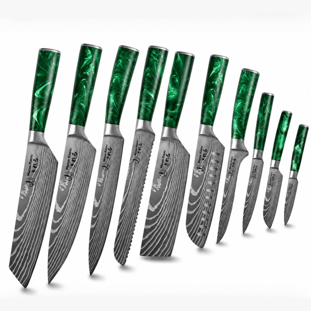 Couteaux Japonais Katachi · Set de 10 · Vert Émeraude