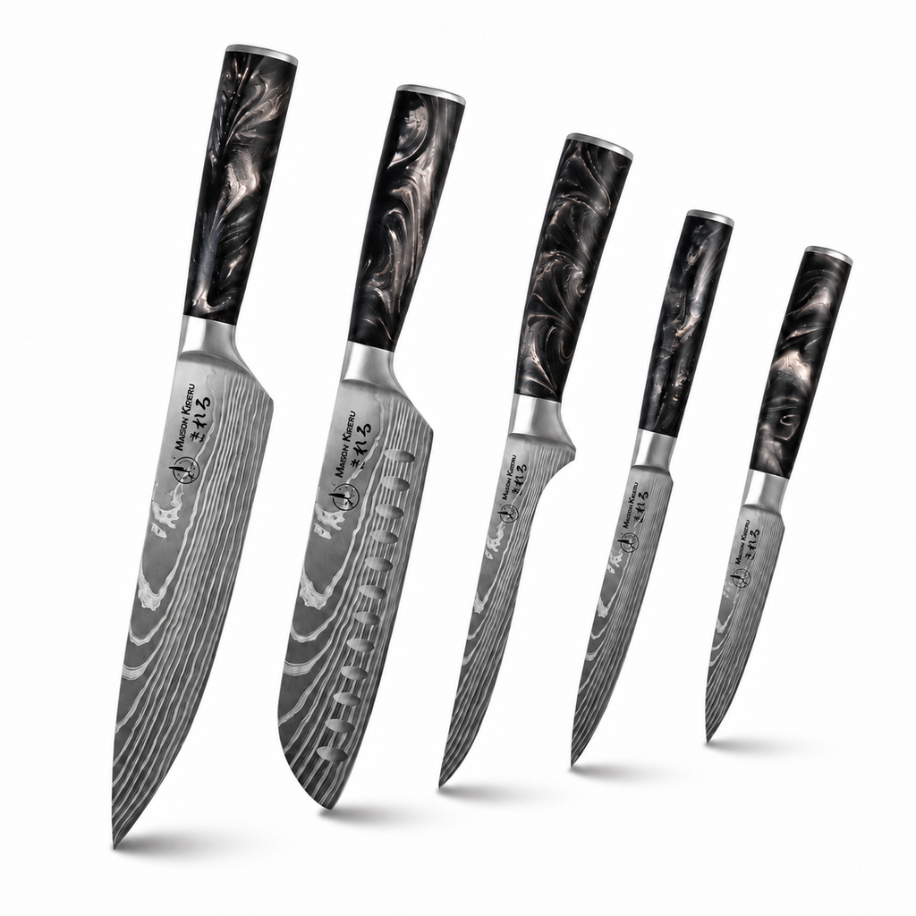 Couteaux Japonais Katachi · Set de 5 · Noir Charbon