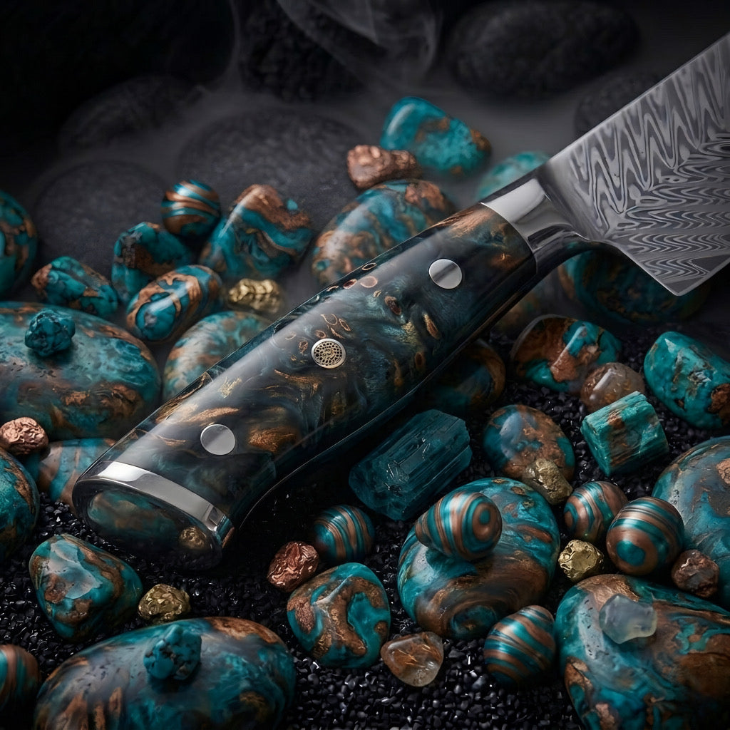 Set de 7 couteaux Japonais - Chef OKAZA - Forest Marble