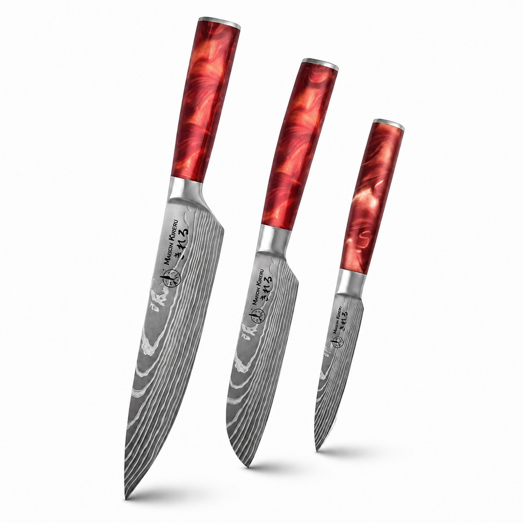 Couteaux Japonais Katachi · Set de 3 · Golden Brown