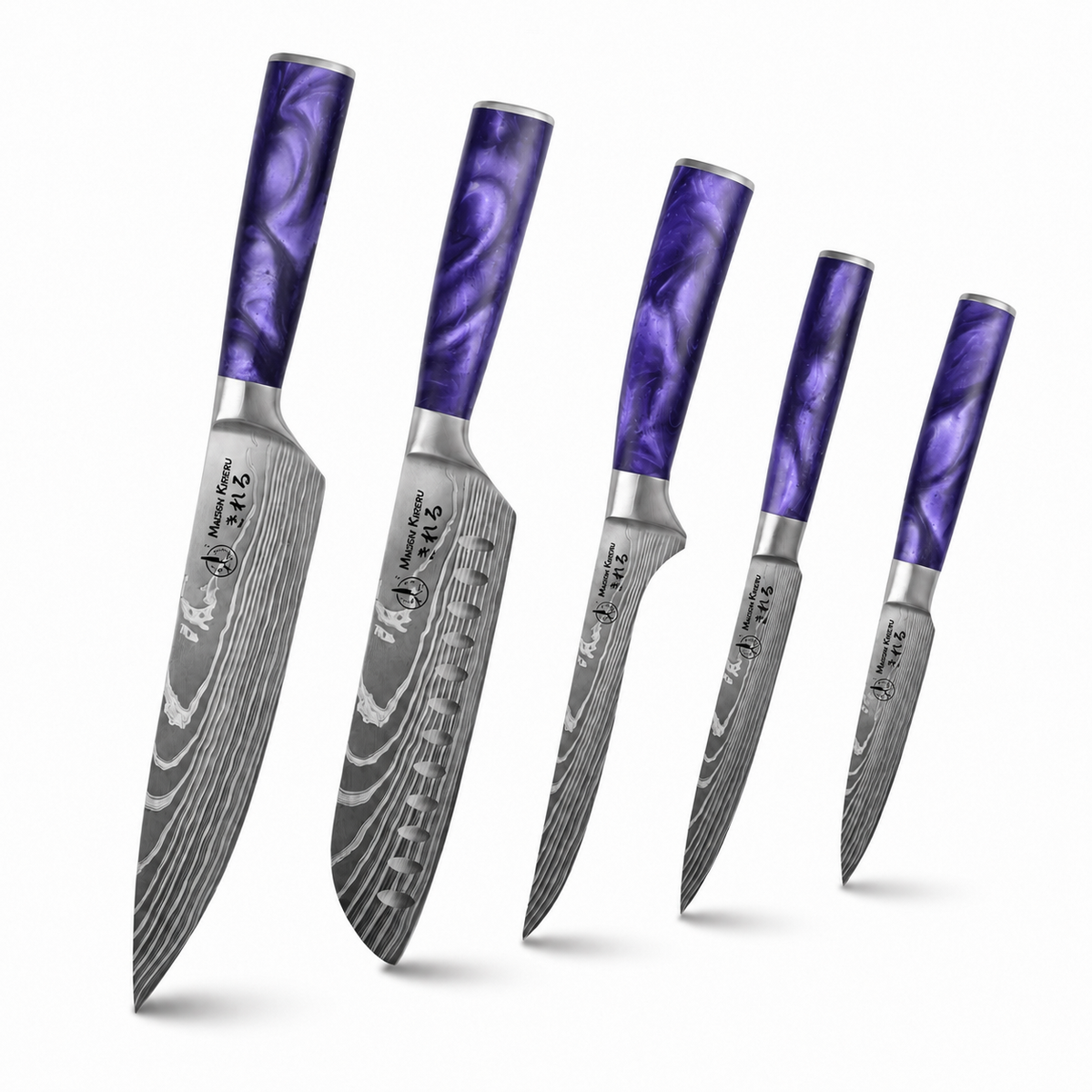 Couteaux Japonais Katachi · Set de 5 · Violet Impérial