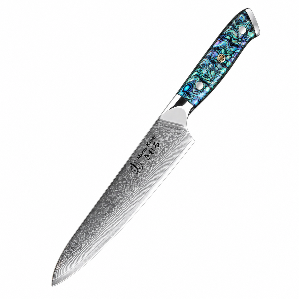 Couteau de Chef Japonais · Damas · Chef Okaza · Nacre Ormeau
