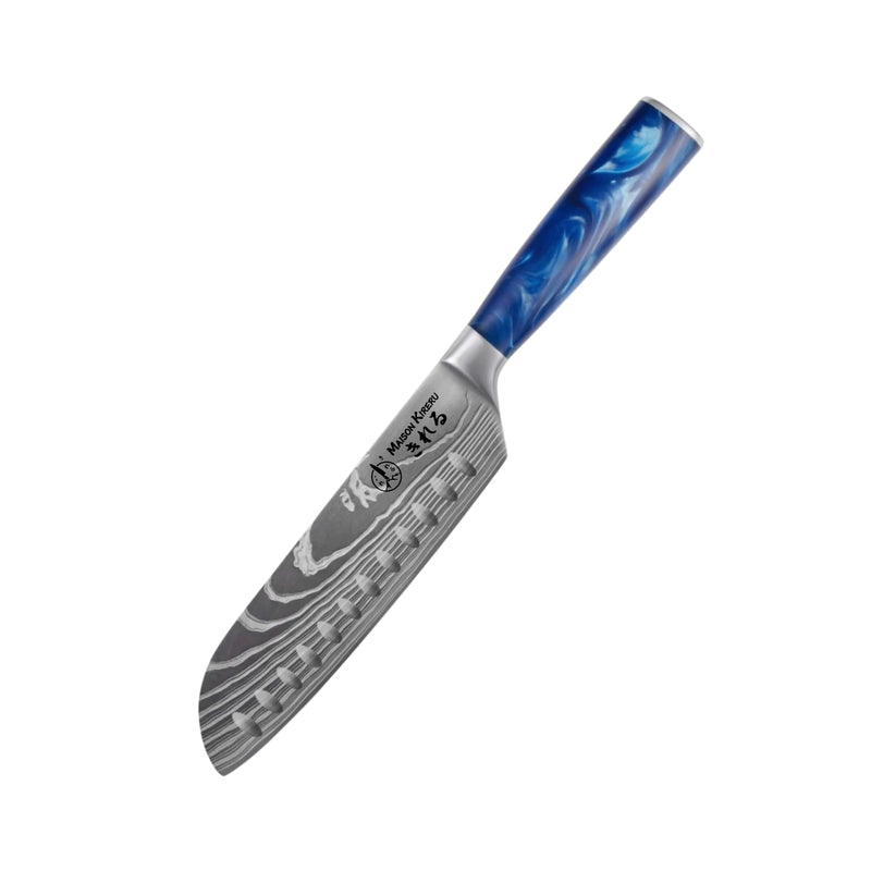 Couteau Santoku Japonais · Bleu Océan · Katachi