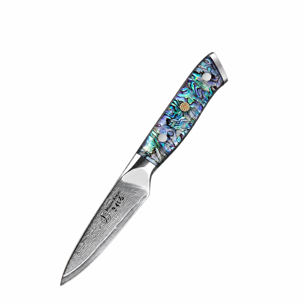 Couteaux Japonais Damas · Set de 5 · Chef Okaza · Nacre Ormeau