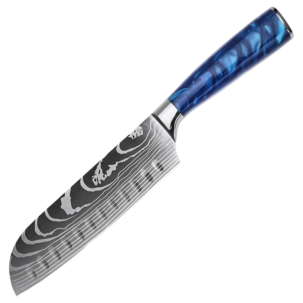 Set de 10 couteaux Japonais - KATACHI - Bleu Océan