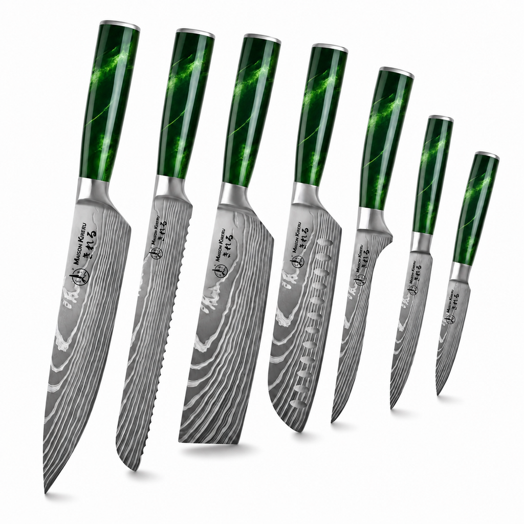 Couteaux Japonais Katachi · Set de 7 · Forest Green