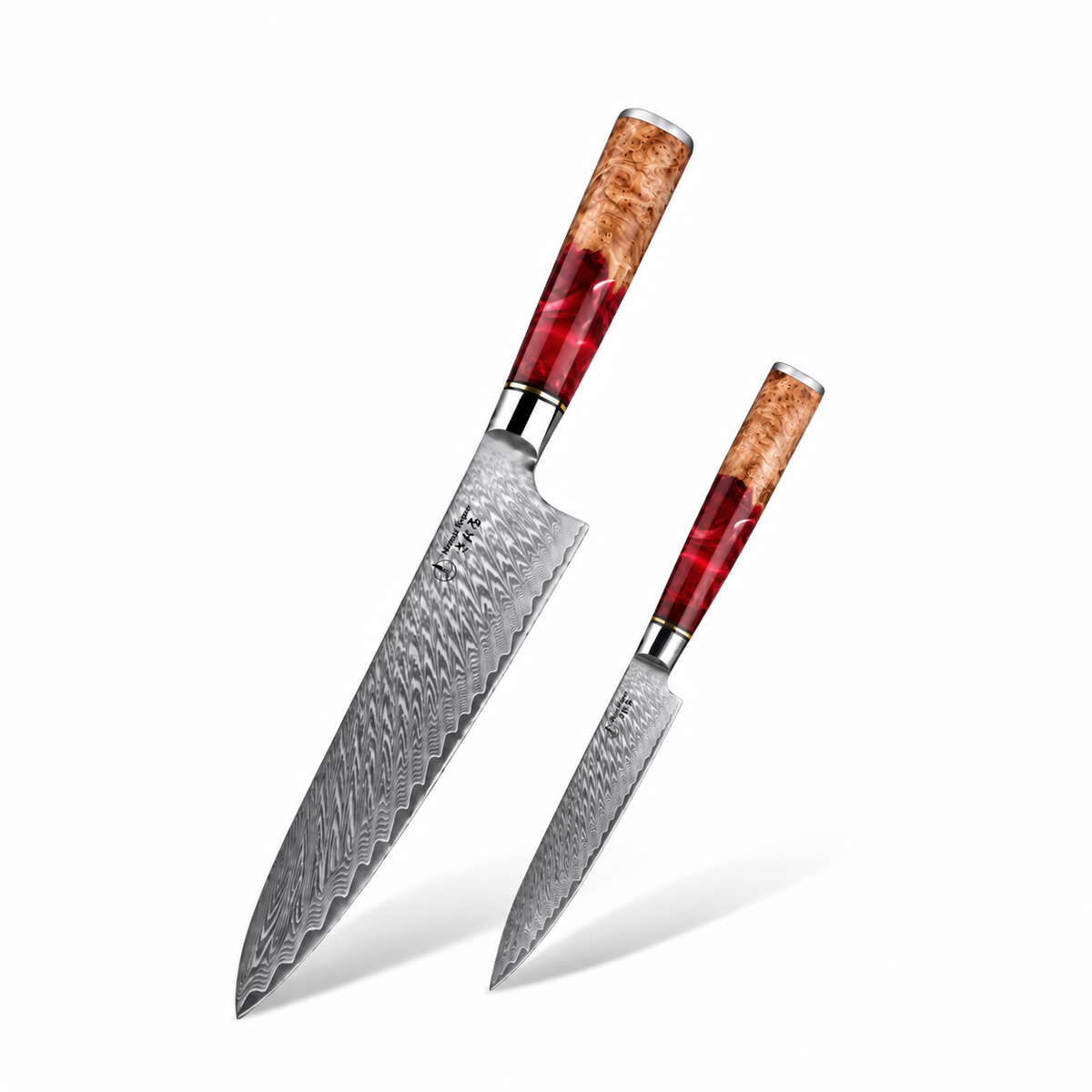 Set couteau chef et utilitaire Japonais · Kuro Damas · Rubis Royal