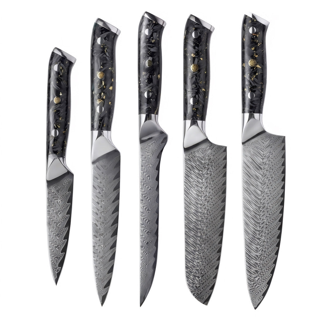 Set de 5 couteaux Japonais - Chef OKAZA - Golden Black