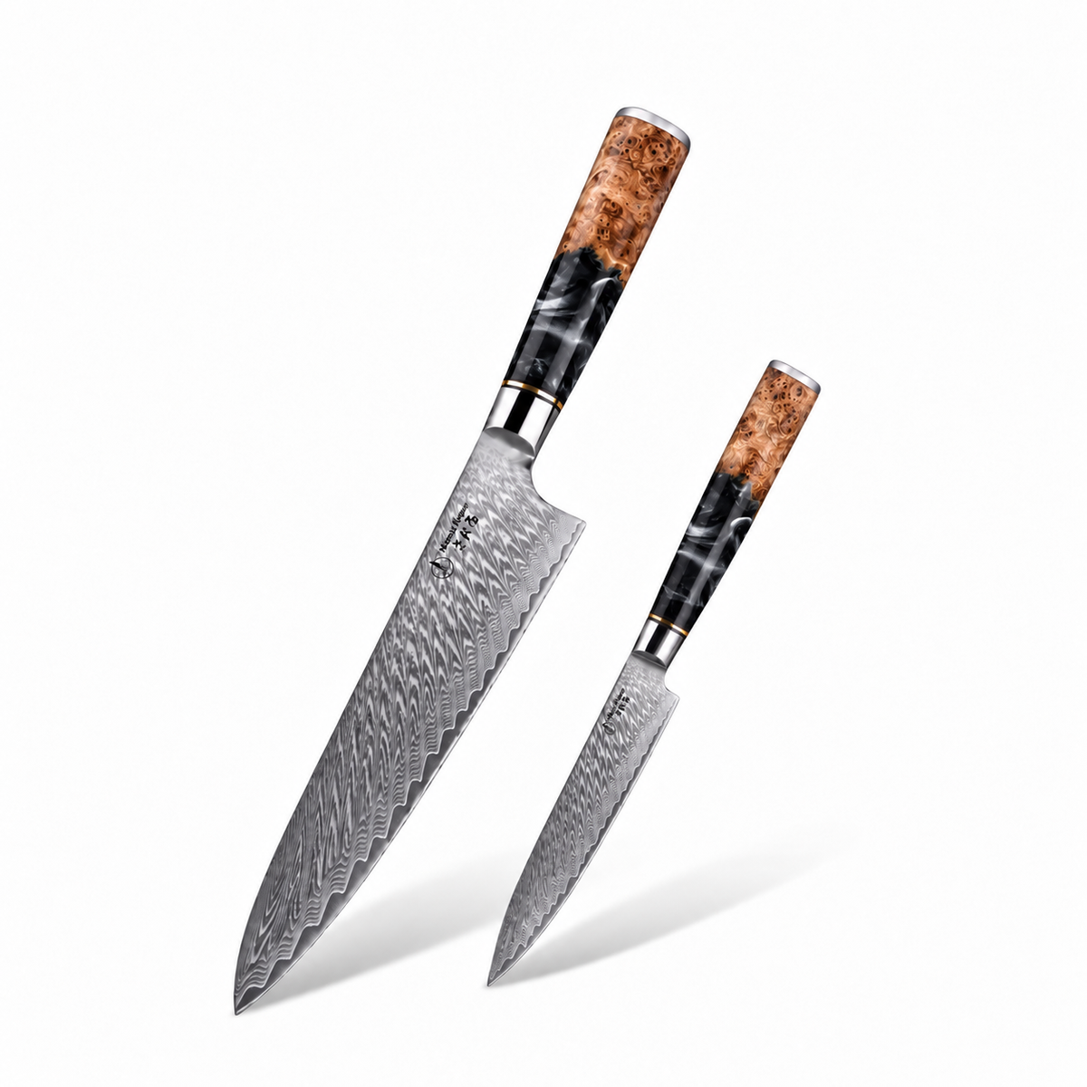 Set couteau chef et utilitaire Japonais · Kuro Damas · Obsidienne Royal