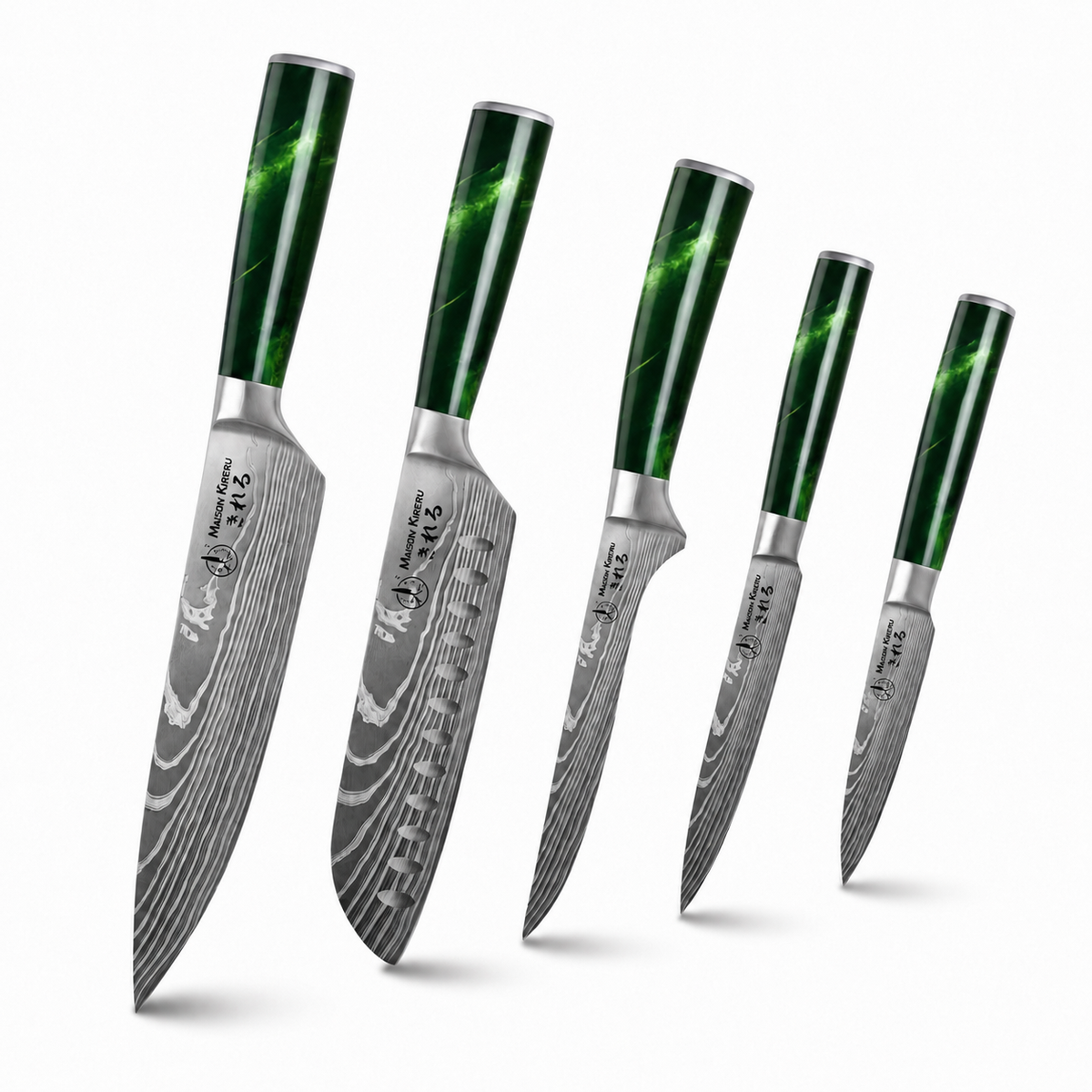 Couteaux Japonais Katachi · Set de 5 · Forest Green