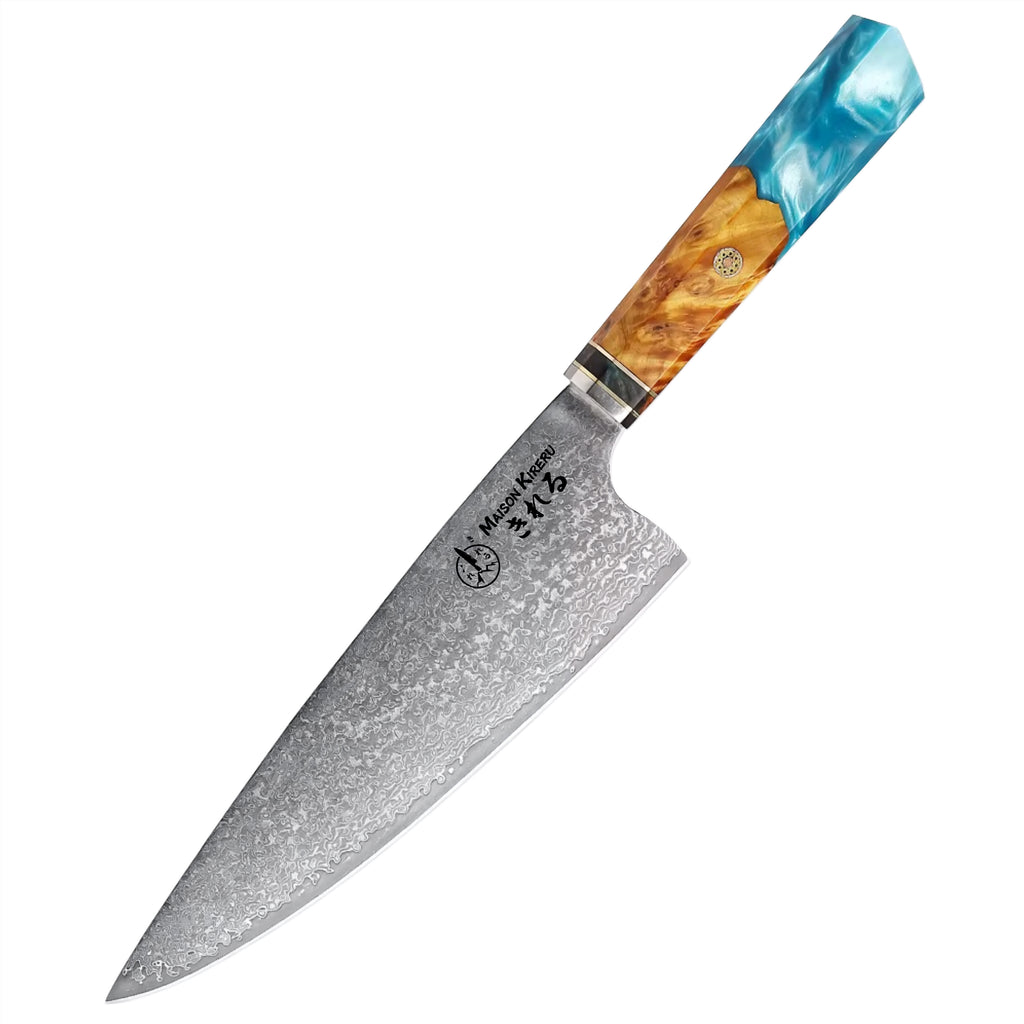 Couteau Butcher Japonais · Damas · Nishikigoi · Aqua Ambré
