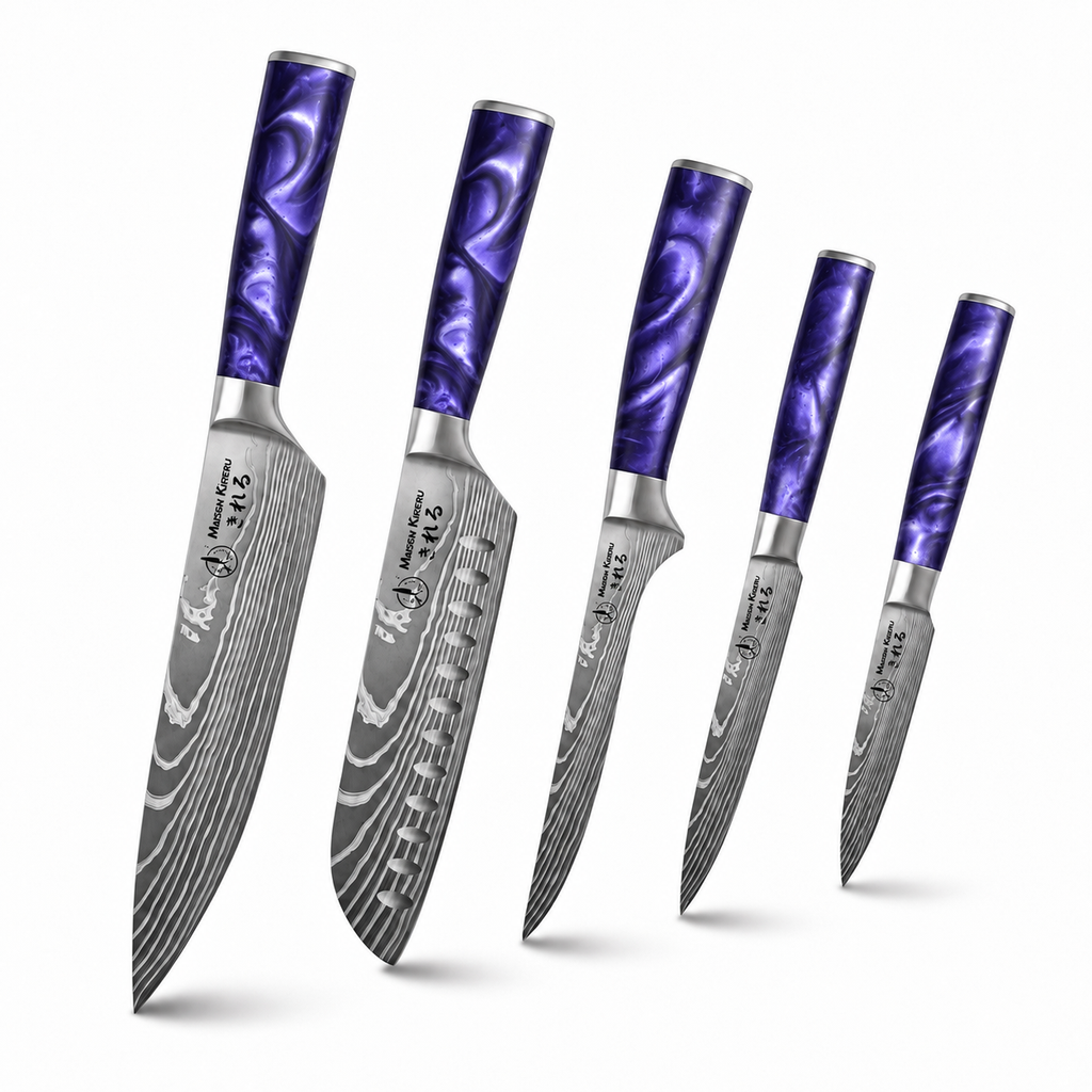 Couteaux Japonais Katachi · Set de 5 · Violet Impérial