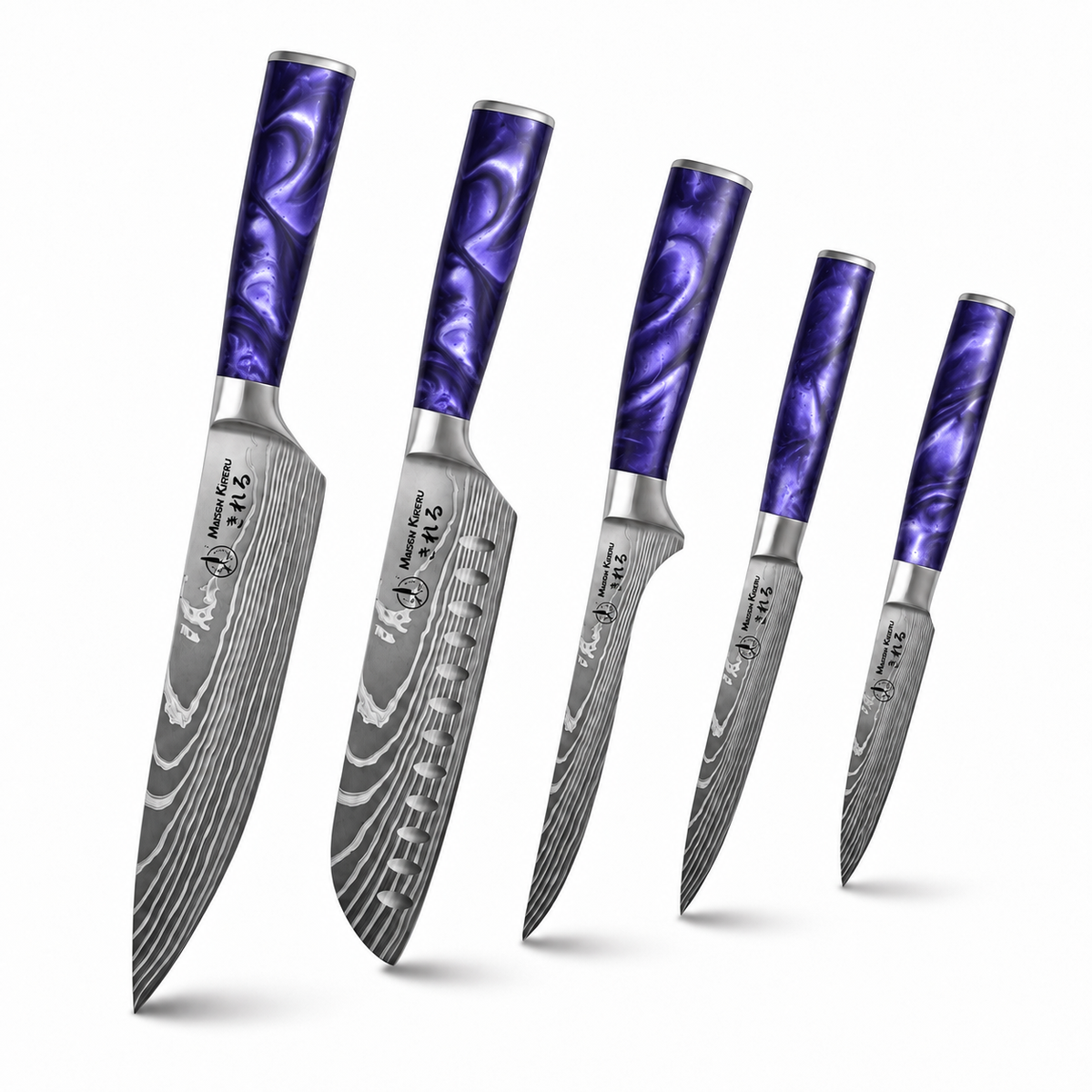 Couteaux Japonais Katachi · Set de 5 · Violet Impérial