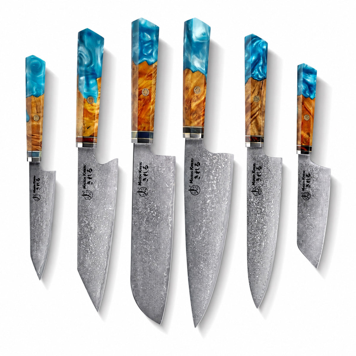 Set de 6 couteaux Japonais - Nishikigoi - Aqua Ambré
