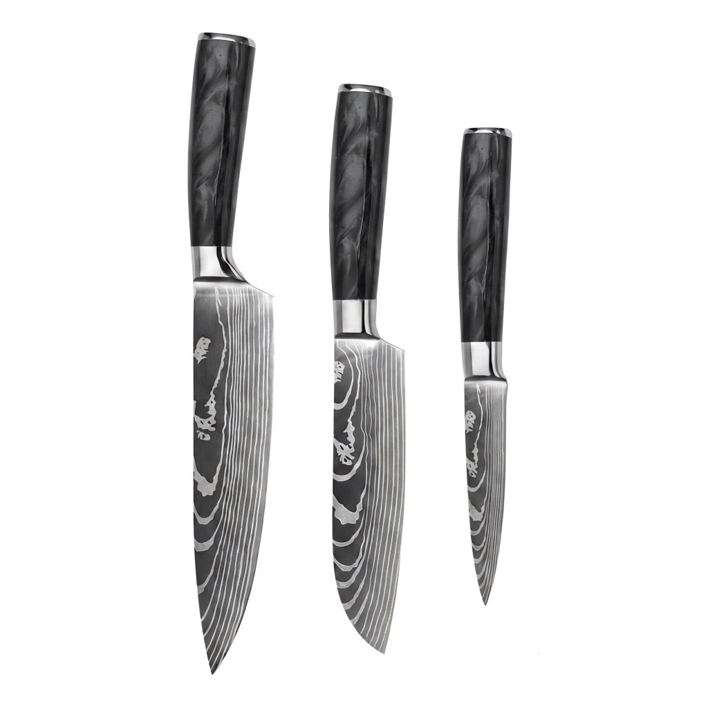 Set de 3 couteaux Japonais - KATACHI - Noir Charbon