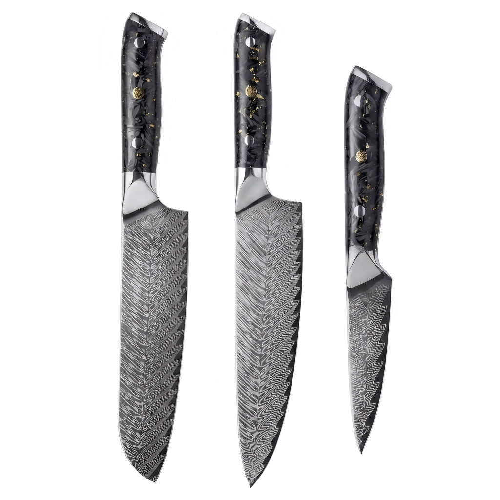 Set de 3 couteaux Japonais - Chef OKAZA - Golden Black