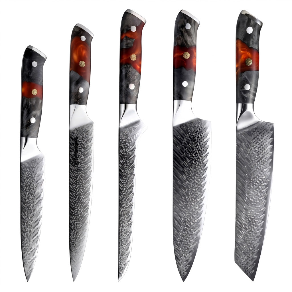 Set de 5 couteaux Japonais - Chef OKAZA - Rouge Onyx