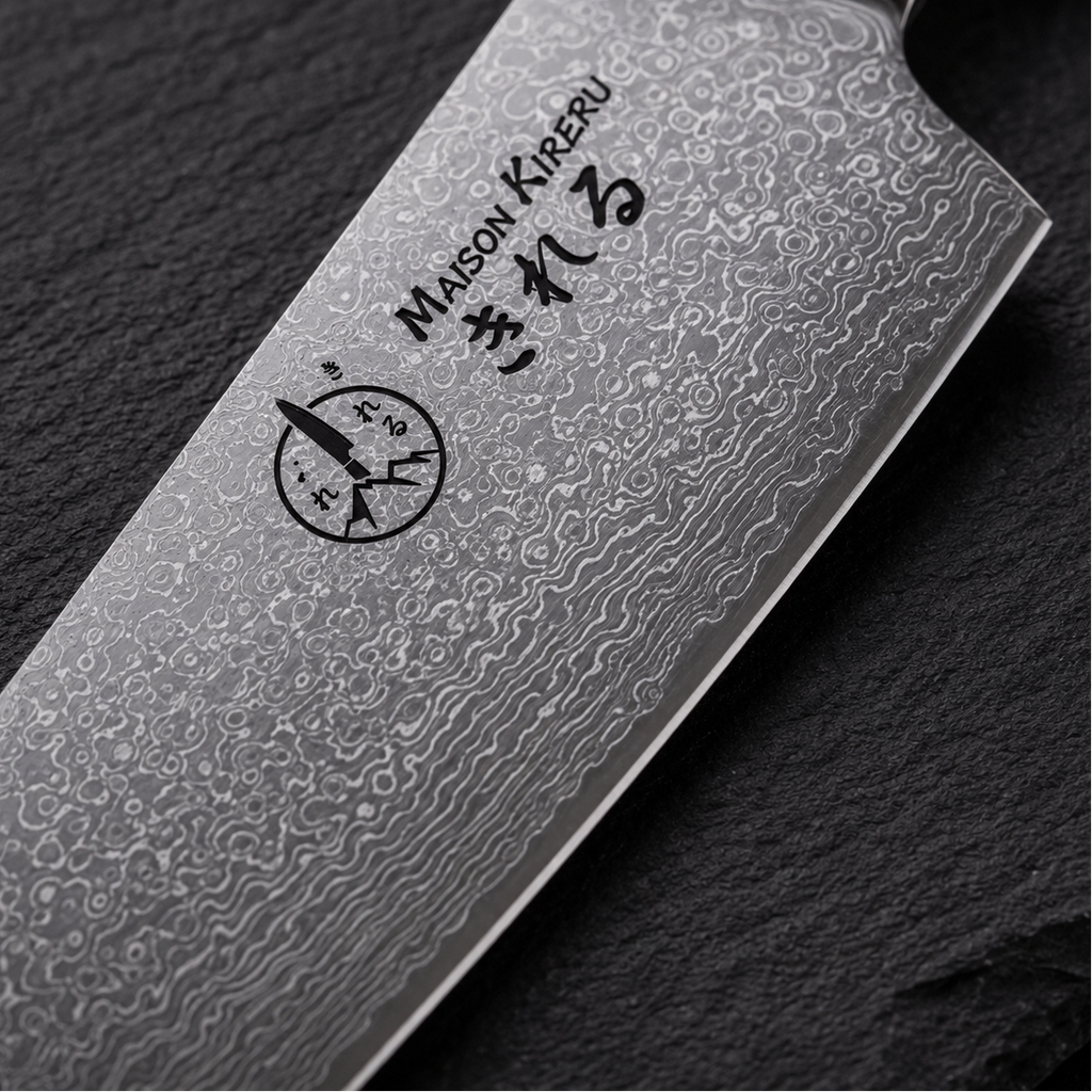 Couteau de Chef Japonais · Damas · Nishikigoi · Aqua Ambré