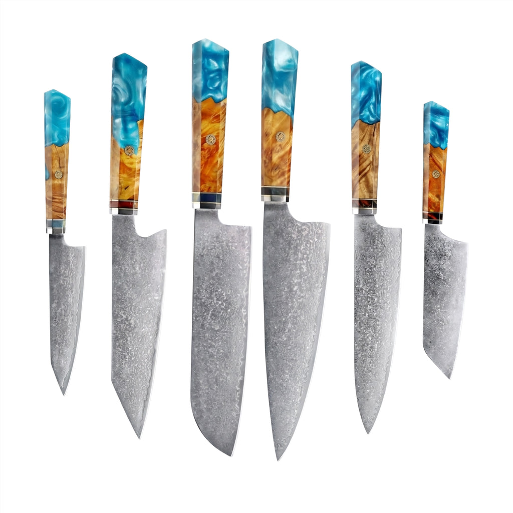 Set de 6 couteaux Japonais - Nishikigoi - Aqua Ambré
