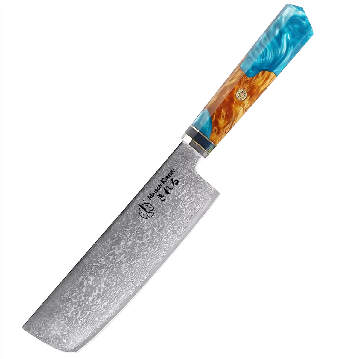 Couteau Nakiri Japonais · Damas · Nishikigoi · Aqua Ambré