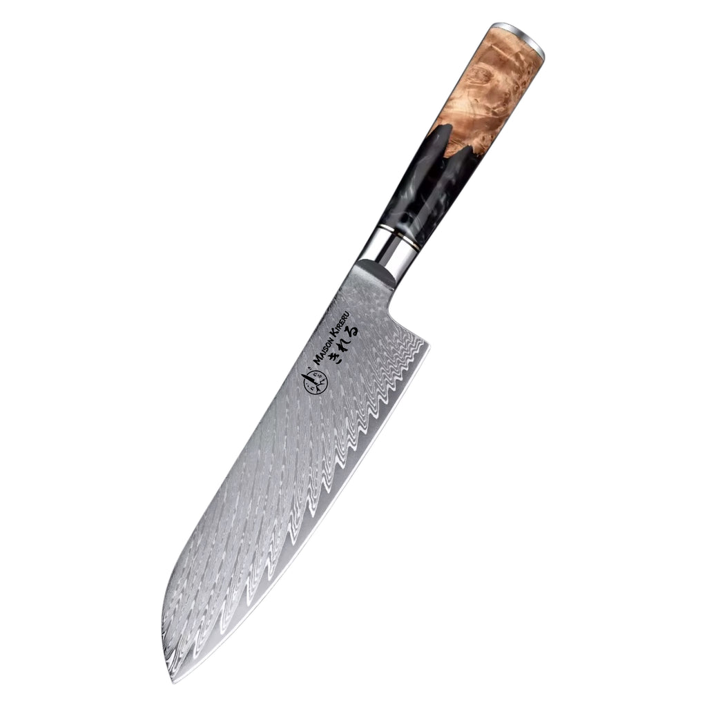 Couteau Santoku Japonais · Damas · Kuro Damas · Obsidienne Royal