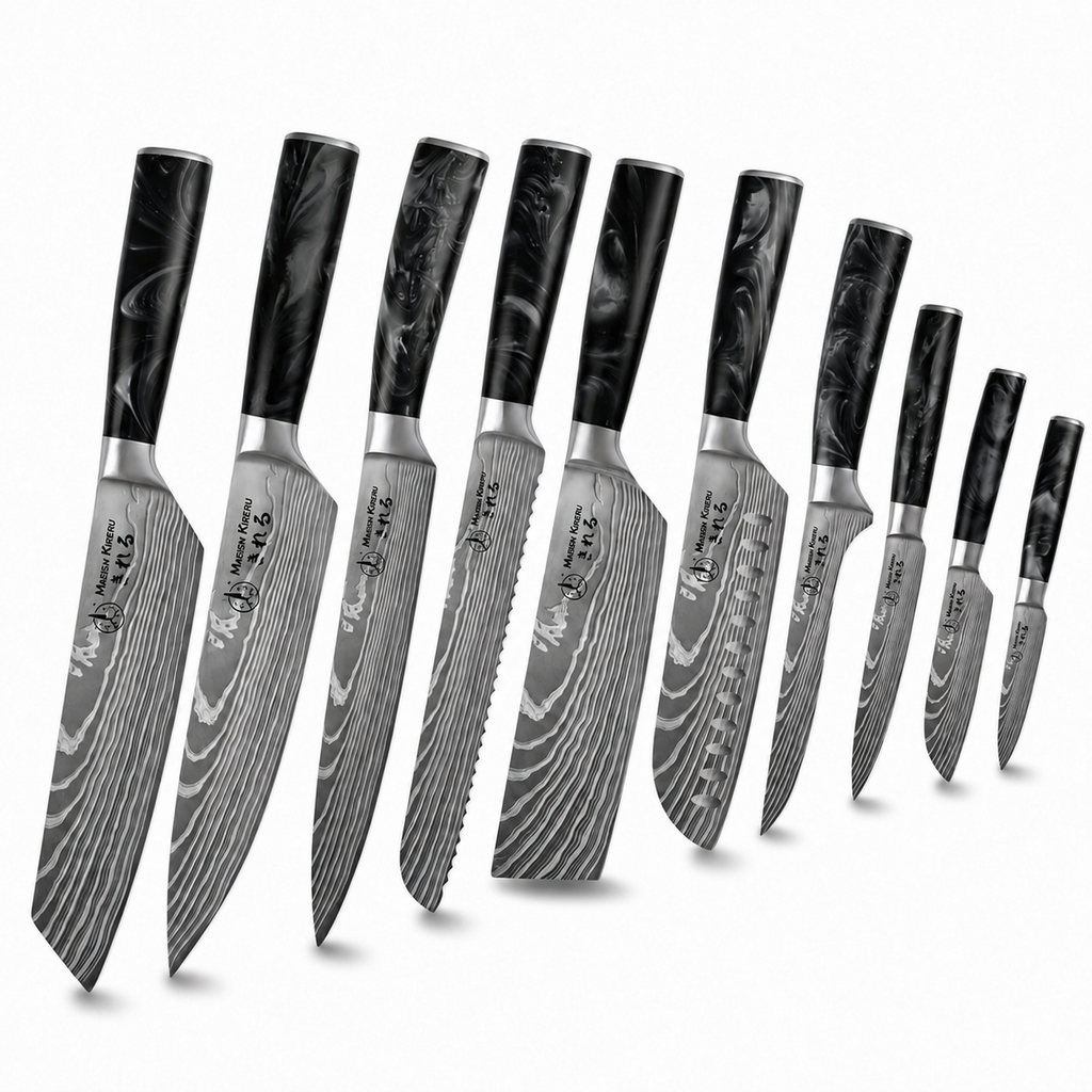 Couteaux Japonais Katachi · Set de 10 · Noir Charbon