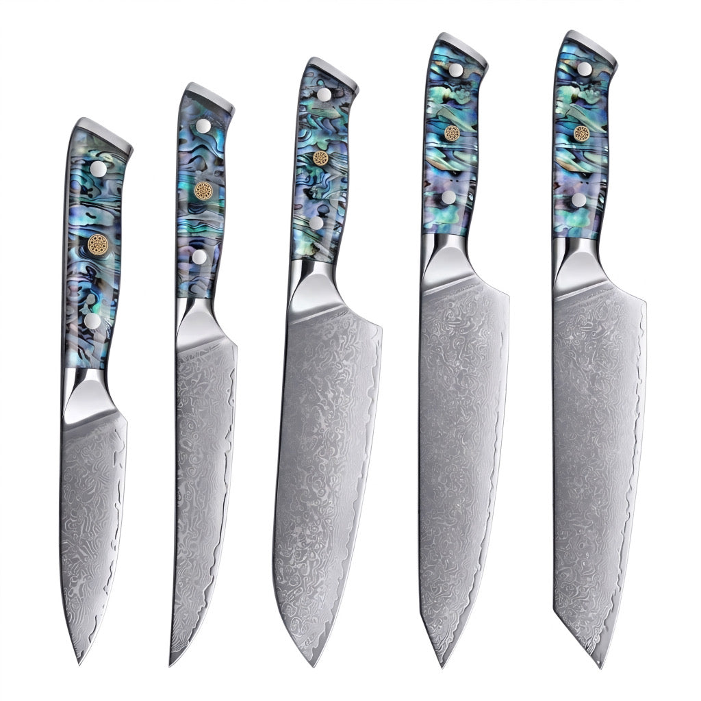 Set de 5 couteaux Japonais - Chef OKAZA - Nacre Ormeau