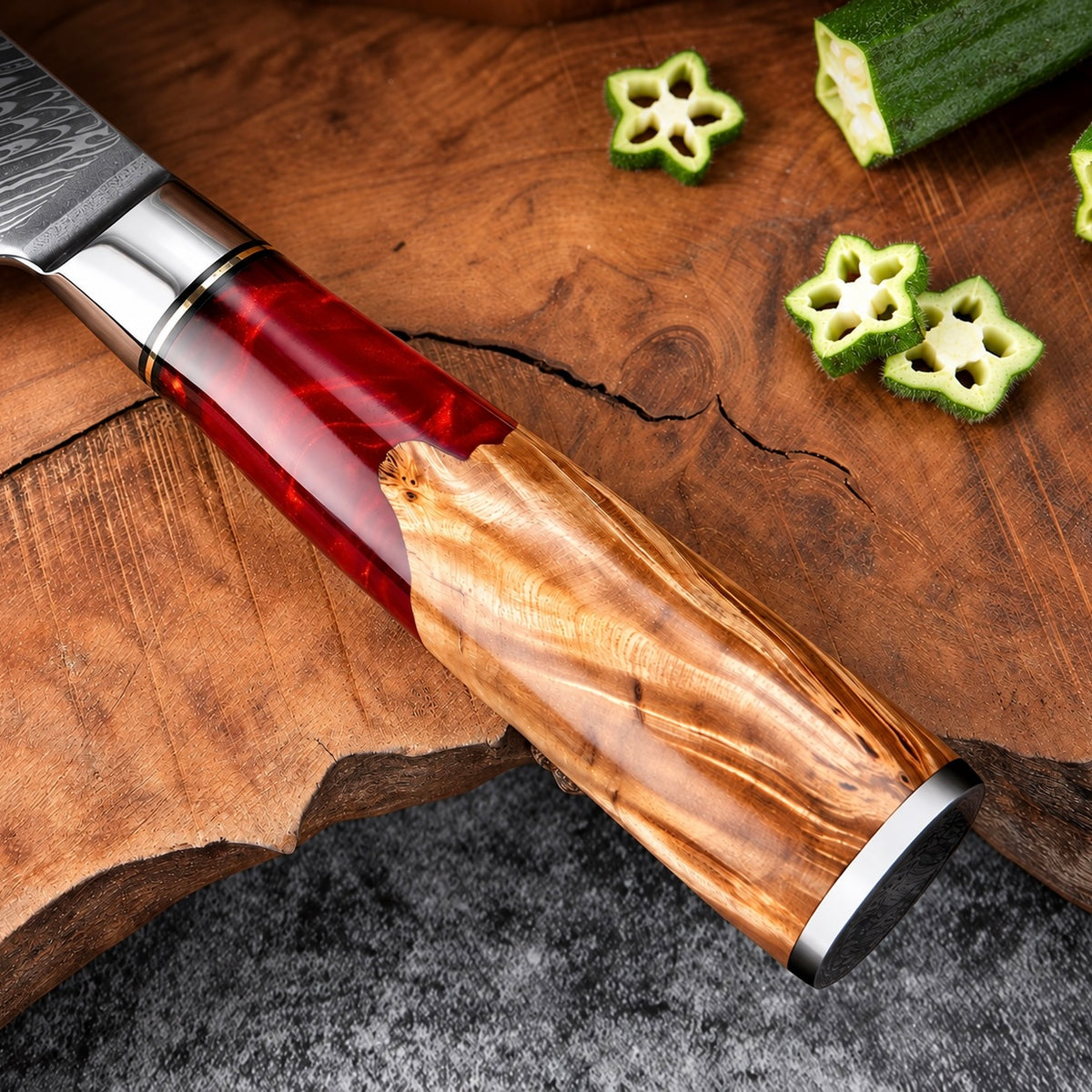 Set couteau chef et utilitaire Japonais · Kuro Damas · Rubis Royal