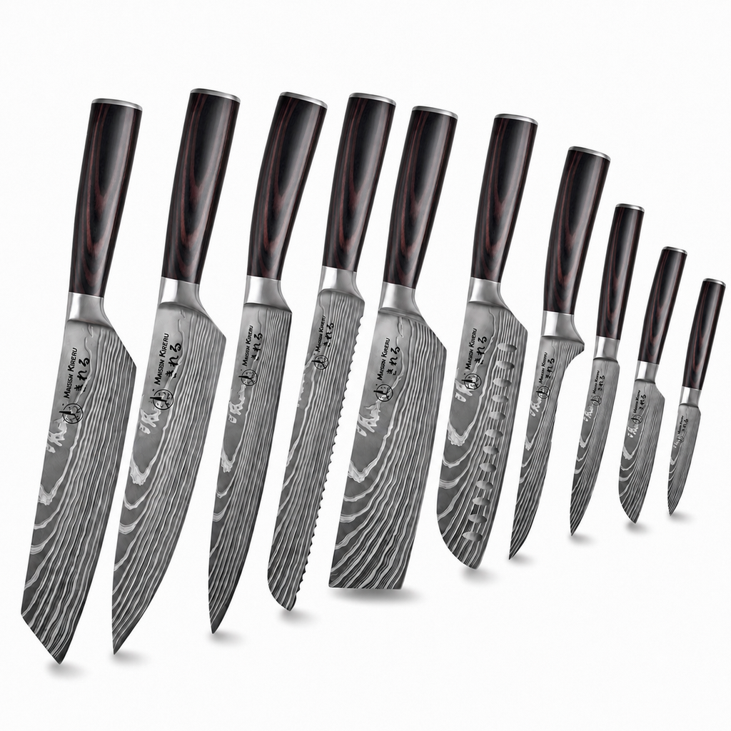 Couteaux Japonais Katachi · Set de 10 · Dark Wood