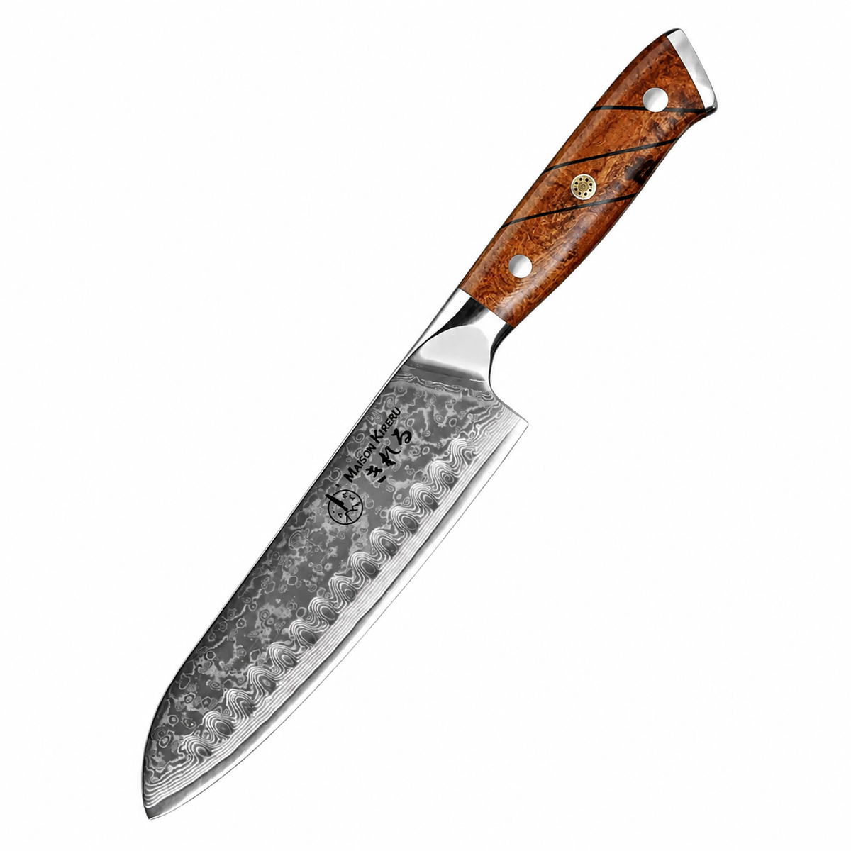 Couteau Santoku Japonais · Damas · Chef Okaza · Forest Marble