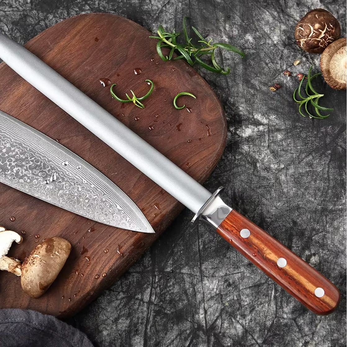 Fusil d'affûtage diamant Maison Kireru, manche en bois de rose