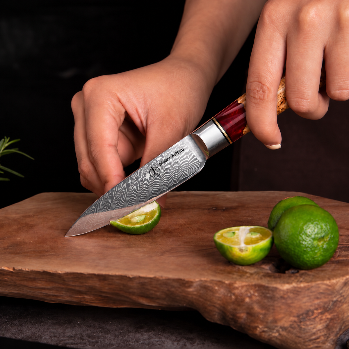 Set couteau chef et utilitaire Japonais · Kuro Damas · Rubis Royal
