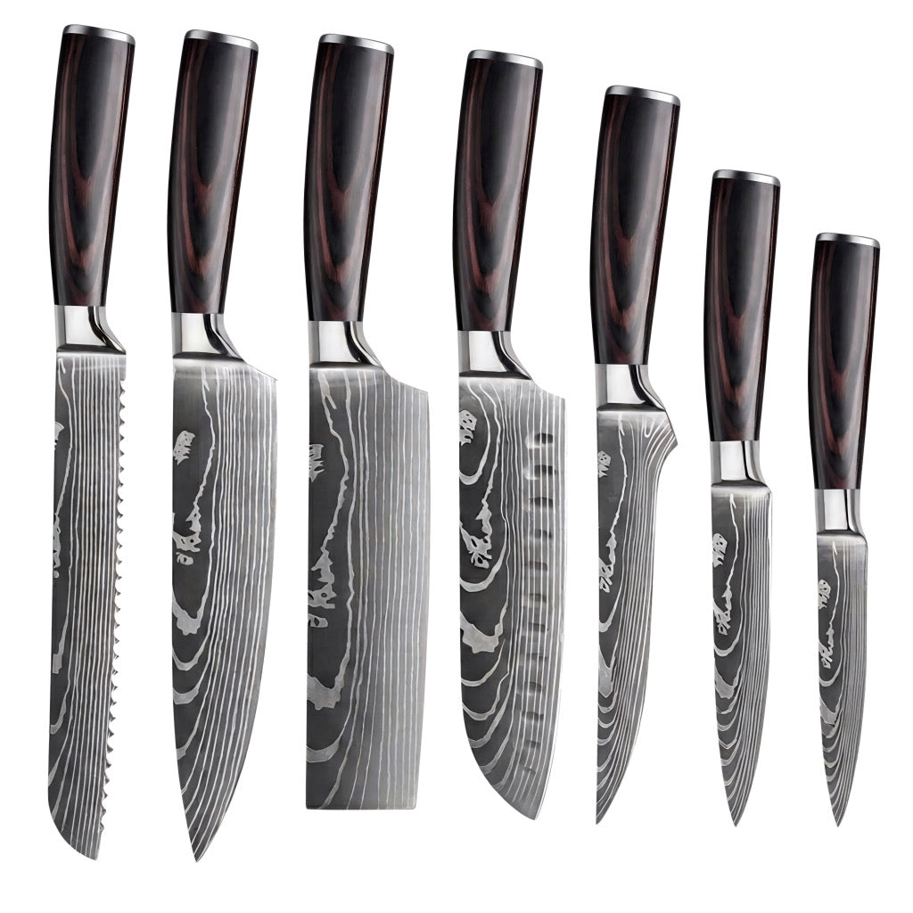 Set de 7 couteaux Japonais - KATACHI - Dark Wood