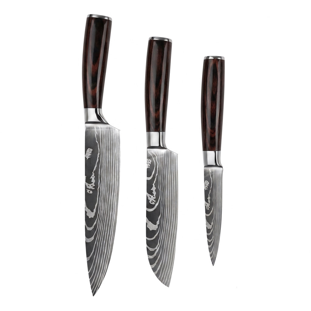 Set de 3 couteaux Japonais - KATACHI - Dark Wood