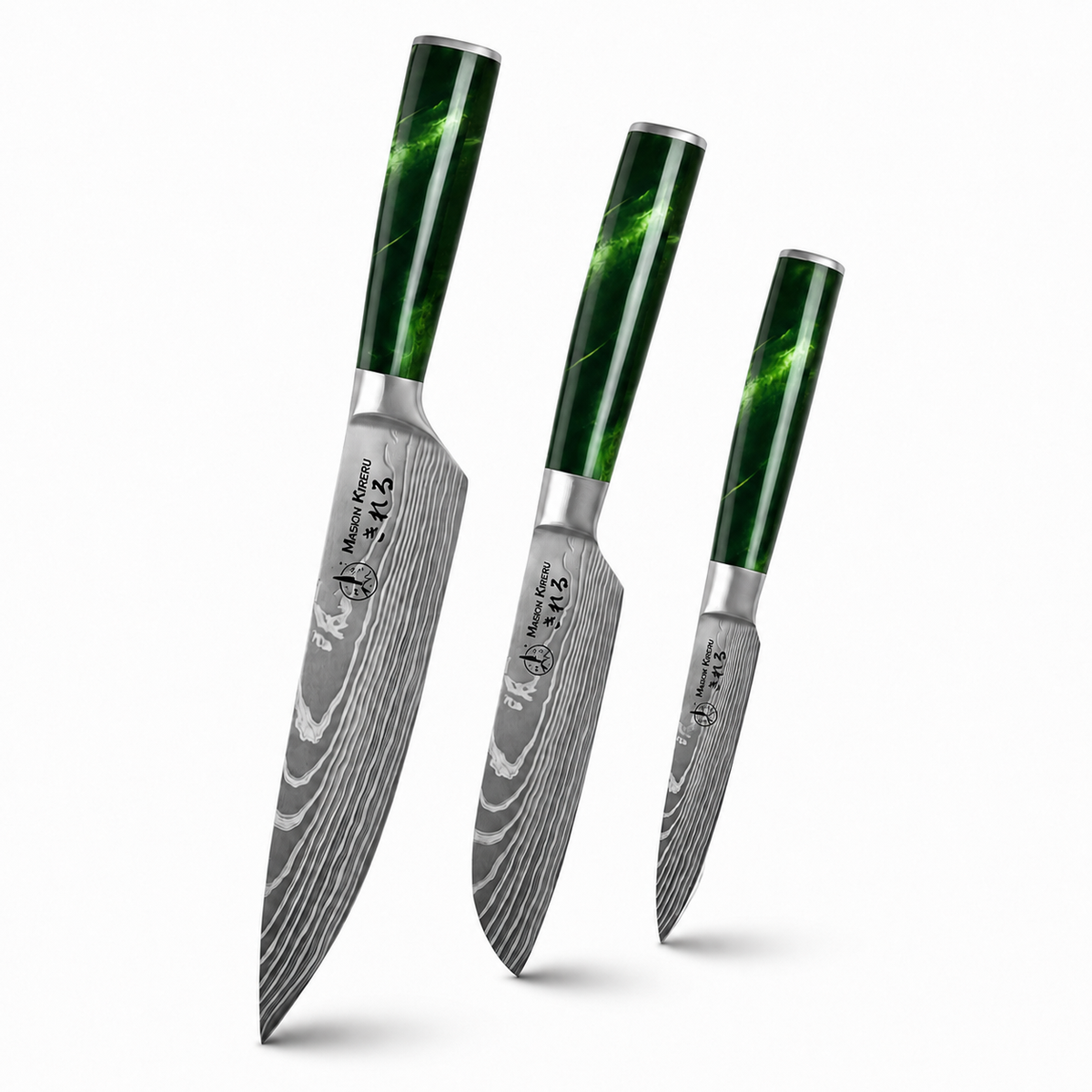 Couteaux Japonais Katachi · Set de 3 · Forest Green