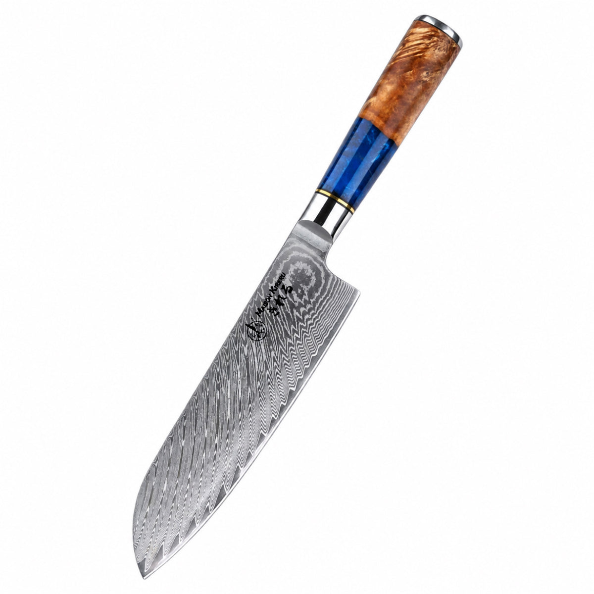 Couteau Santoku Japonais · Damas · Kuro Damas · Saphir Royal