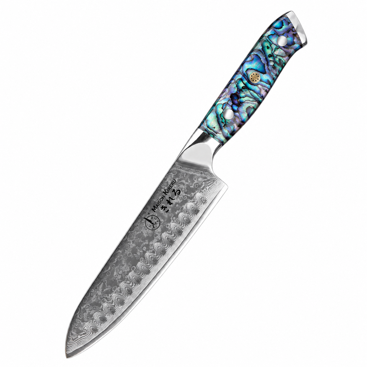 Couteau Santoku Japonais · Damas · Chef Okaza · Nacre Ormeau