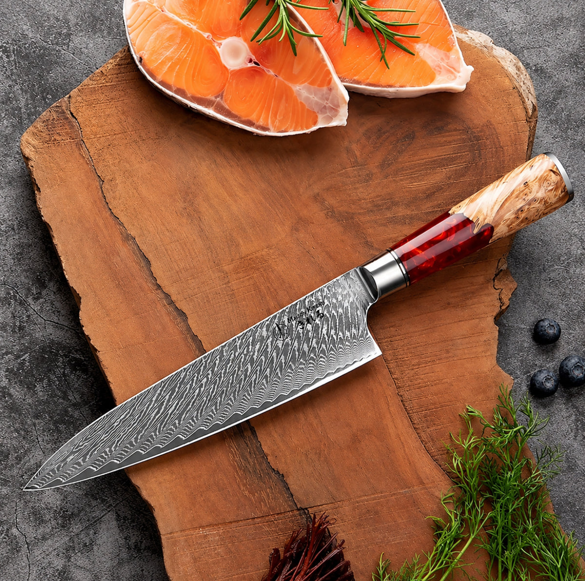 Set couteau chef et utilitaire Japonais · Kuro Damas · Rubis Royal